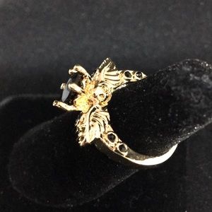 Jewelry - Black Stone and Gold Ring. Angel Wings. Jewelry - Black Stone and Gold Ring. Angel Wings.